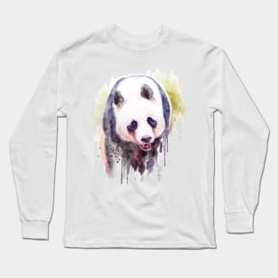 Watercolor Painting - Cute Panda Bear Long Sleeve T-Shirt